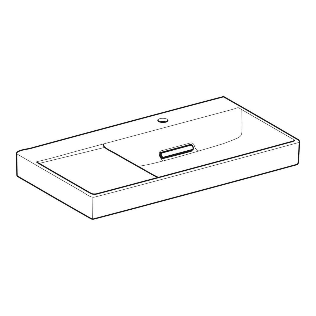Geberit ONE CleanDrain 90 cm Sol Etajerli Lavabo, Batarya Delikli 3