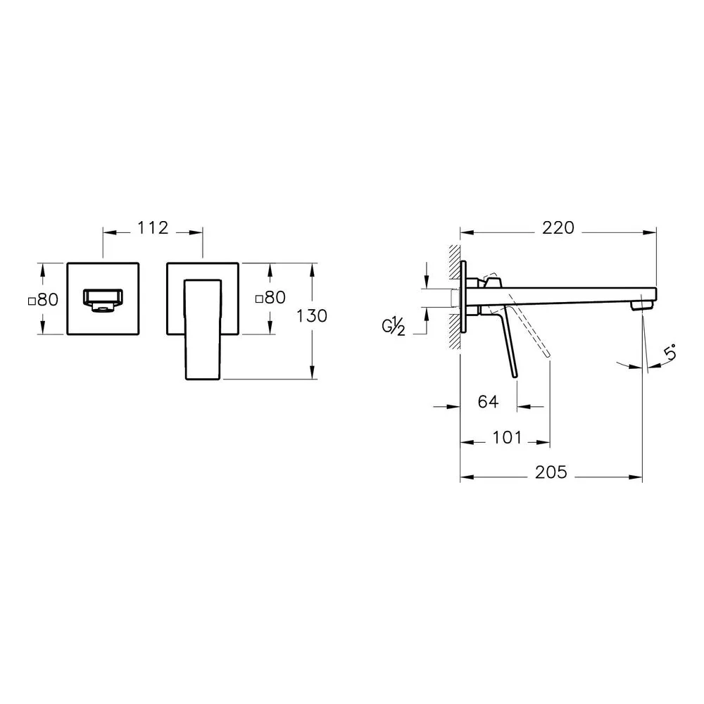 Artema Minimax Square Fırçalı Bakır Uzun Lavabo Bataryası 2