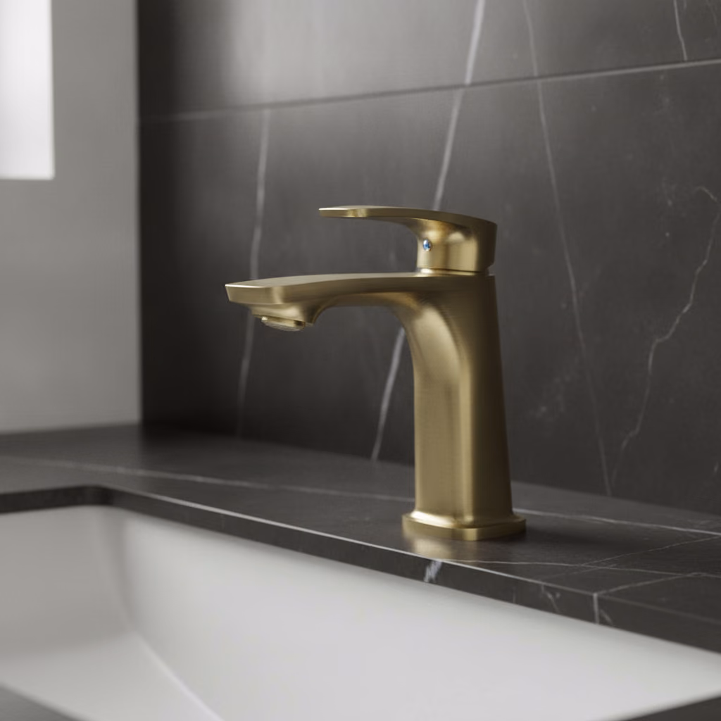 Kale Fontea Fırçalanmış Altın Lavabo Bataryası 2