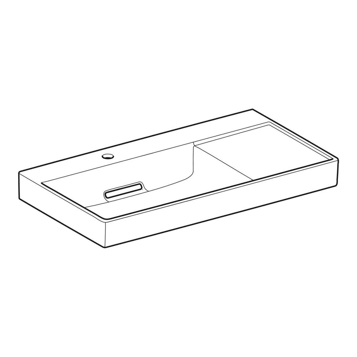 Geberit ONE CleanDrain 90 cm Sağ Etajerli Lavabo, Batarya Delikli 3