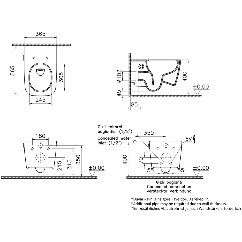 Vitra Metropole Square QuantumFlush Termostatik Entegre Musluklu Asma Klozet 2