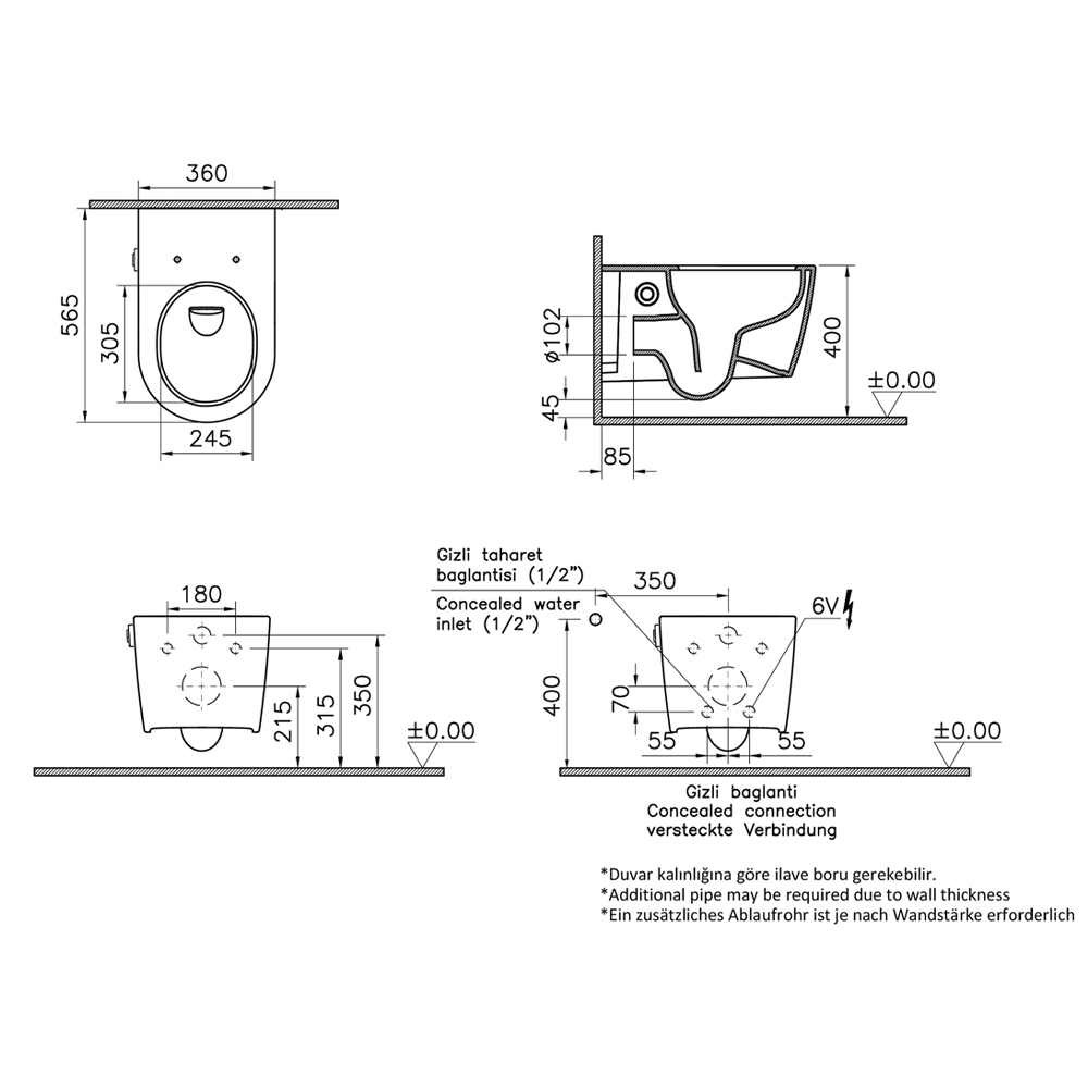 Vitra Metropole Round QuantumFlush Termostatik Entegre Musluklu Asma Klozet 2