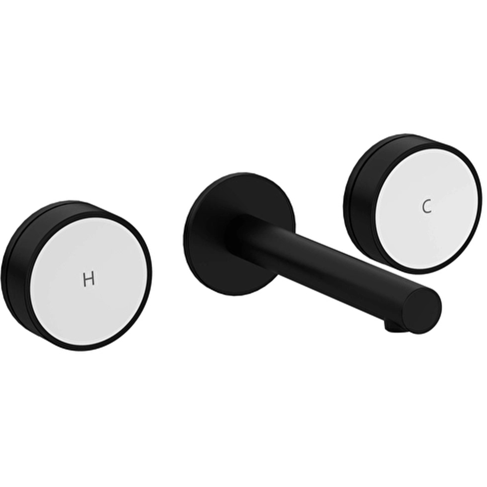 Artema Origin Aura 3 Delikli Mat Siyah-Beyaz Cam Ankastre Lavabo Bataryası