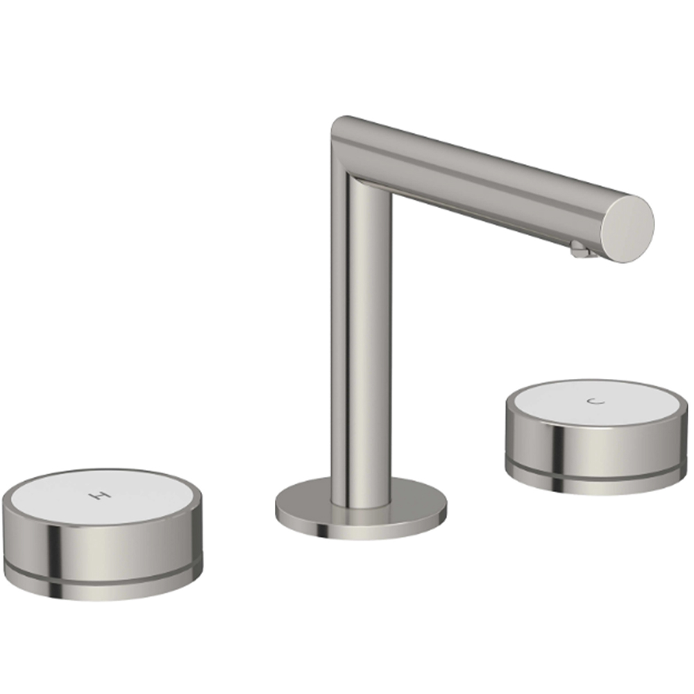 Artema Origin Aura 3 Delikli Fırçalı Nikel-Beyaz Cam Lavabo Bataryası