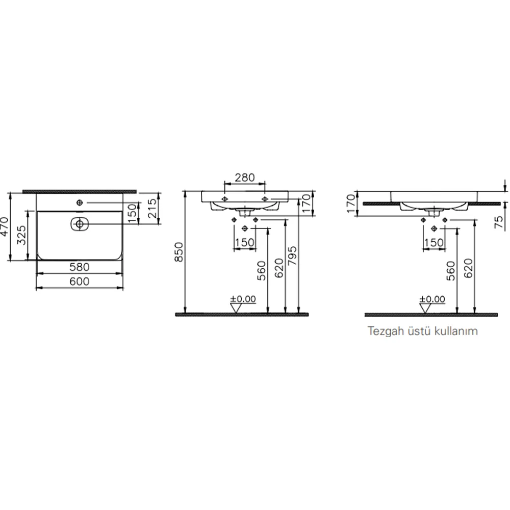 Vitra Metropole 60x47 Cm Lavabo 2
