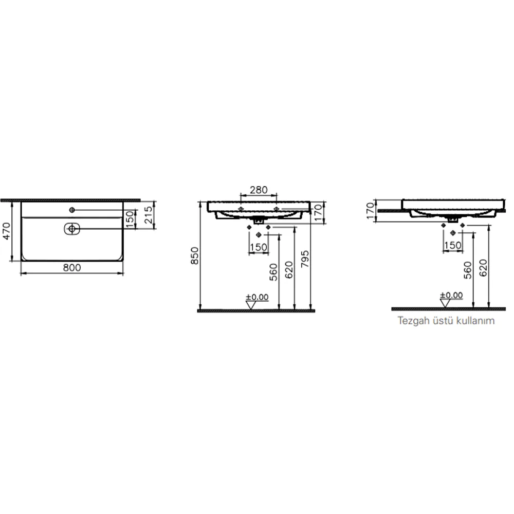 Vitra Metropole 80x47 Cm Mat Kum Beji Lavabo 2