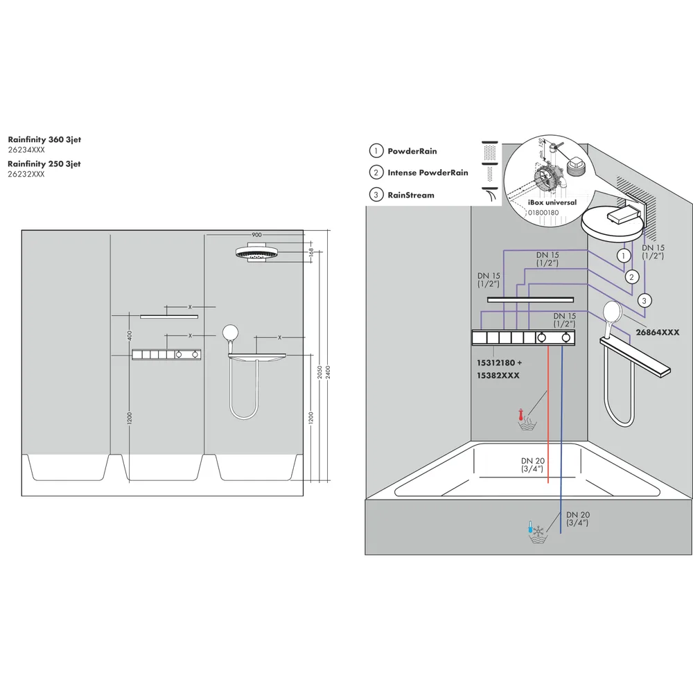 Hansgrohe Rainfinity 250 3jet Duvar Bağlantılı Tepe Duşu - 26232000 2