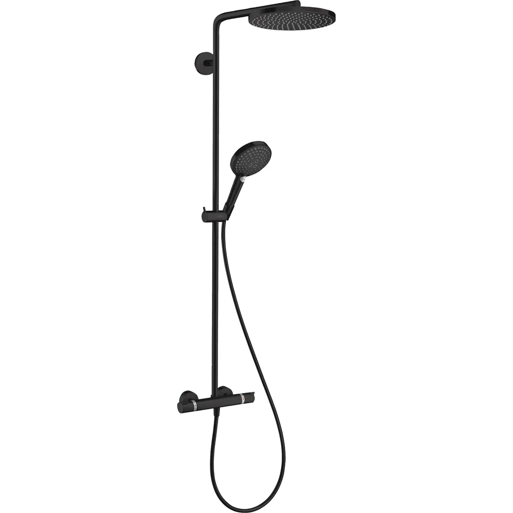 Hansgrohe Raindance S 240 1jet PowderRain EcoSmart Mat Siyah Termostatlı Duş Kolonu - 28823670