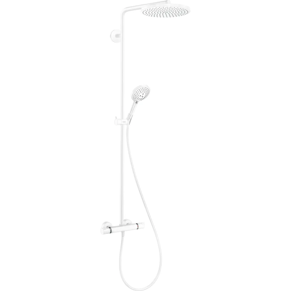 Hansgrohe Raindance S 240 1jet PowderRain EcoSmart Mat Beyaz Termostatlı Duş Kolonu - 28823700