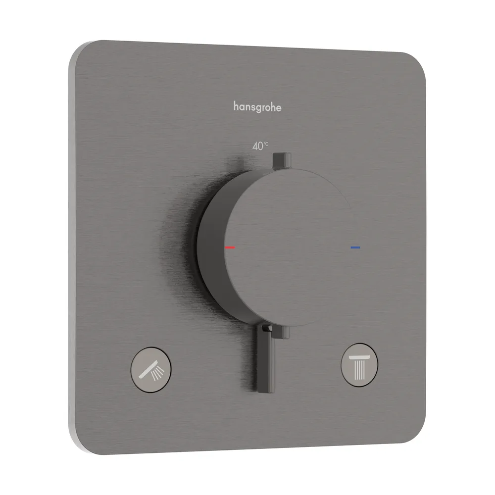 Hansgrohe Ecostat Comfort Q Mat Siyah-Krom 2 Çıkış İçin Ankastre Termostatik Banyo Bataryası - 33713340
