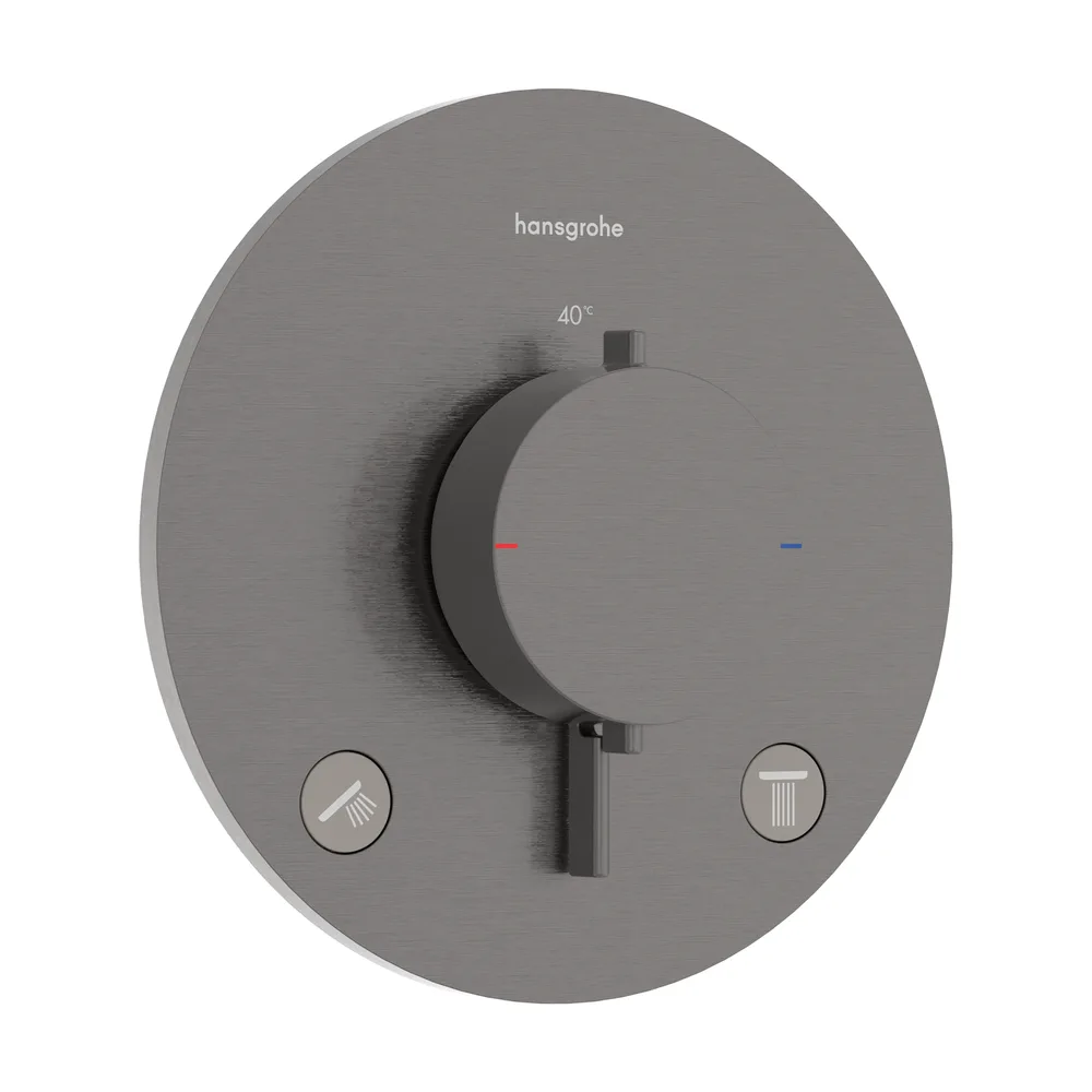 Hansgrohe Ecostat Comfort S Mat Siyah-Krom 2 Çıkış İçin Ankastre Termostatik Banyo Bataryası - 33715340