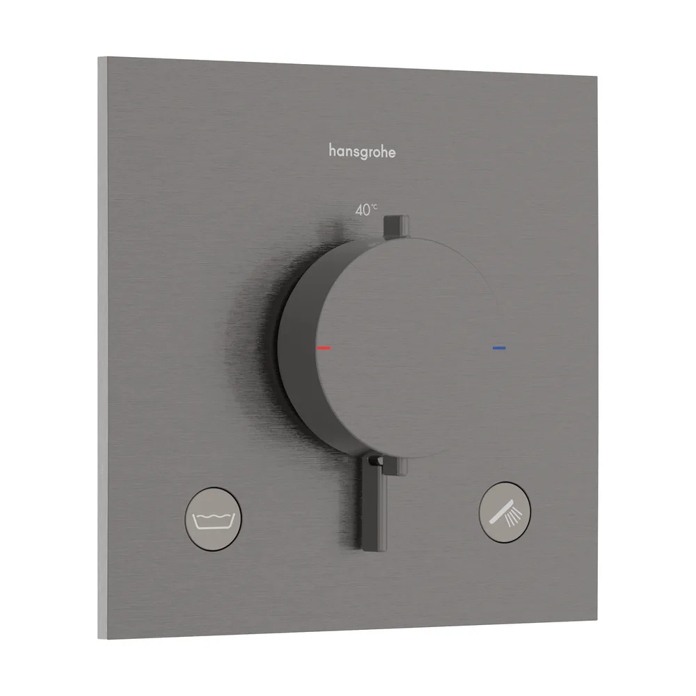 Hansgrohe Ecostat Comfort E Mat Siyah-Krom EN1717 Emniyetli 2 Çıkış Ankastre Termostatik Banyo Bataryası - 33716340