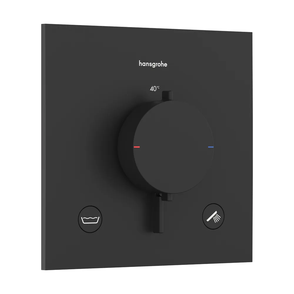 Hansgrohe Ecostat Comfort E Mat Siyah EN1717 Emniyetli 2 Çıkış Ankastre Termostatik Banyo Bataryası - 33716670