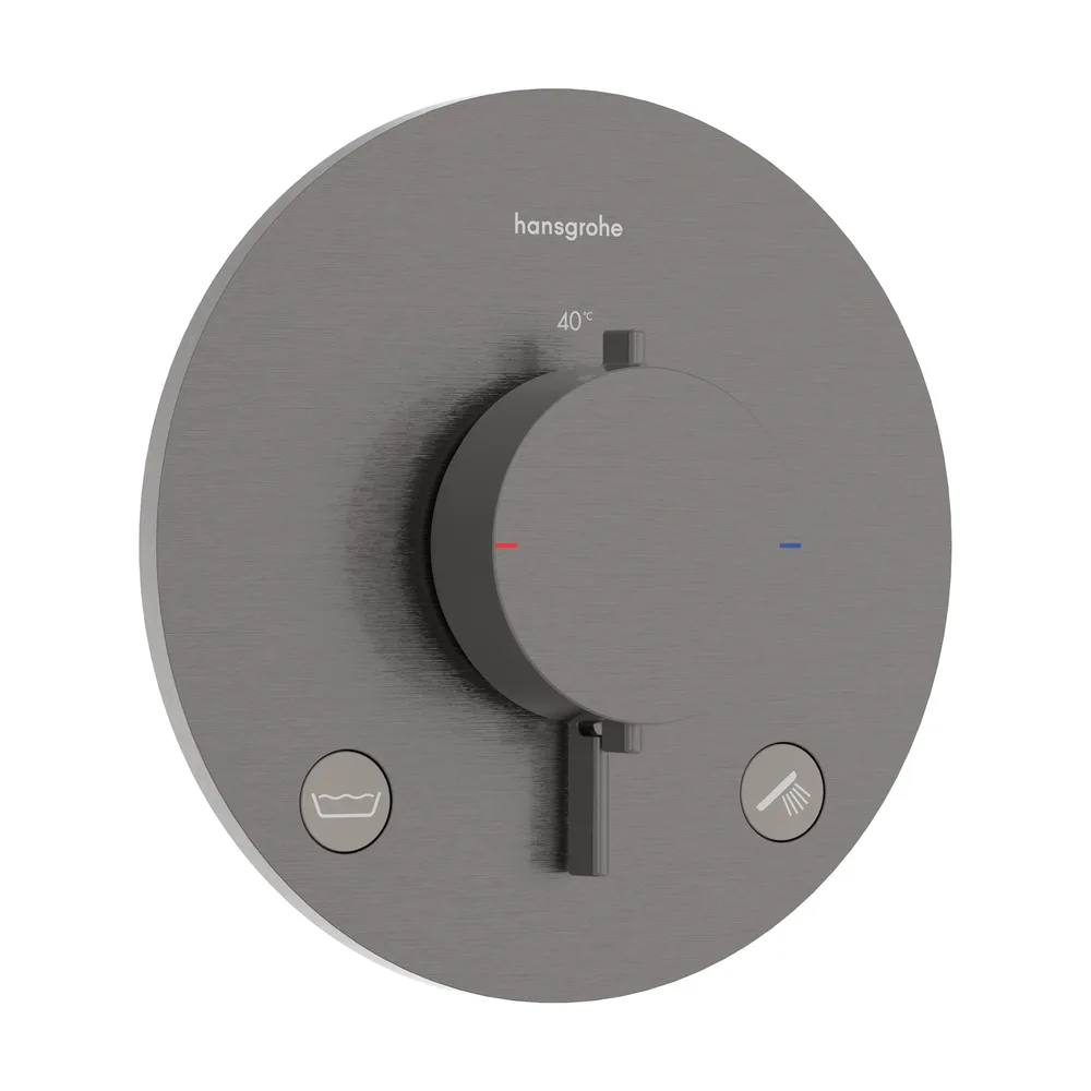 Hansgrohe Ecostat Comfort S Mat Siyah-Krom EN1717 Emniyetli 2 Çıkış Ankastre Termostatik Banyo Bataryası - 33718340
