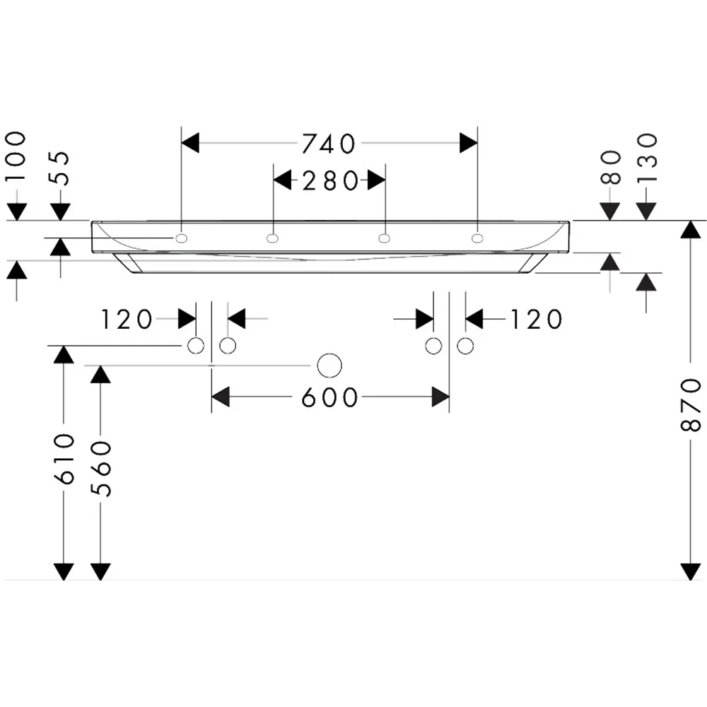 Hansgrohe Xelu Q 120x48 cm Çift Batarya Delikli Lavabo - 60322450 2