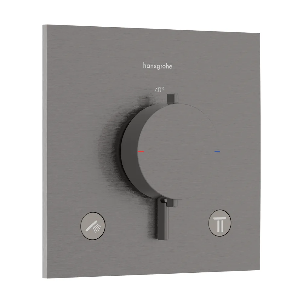 Hansgrohe Ecostat Comfort E Mat Siyah-Krom 2 Çıkış İçin Ankastre Termostatik Banyo Bataryası - 33711340