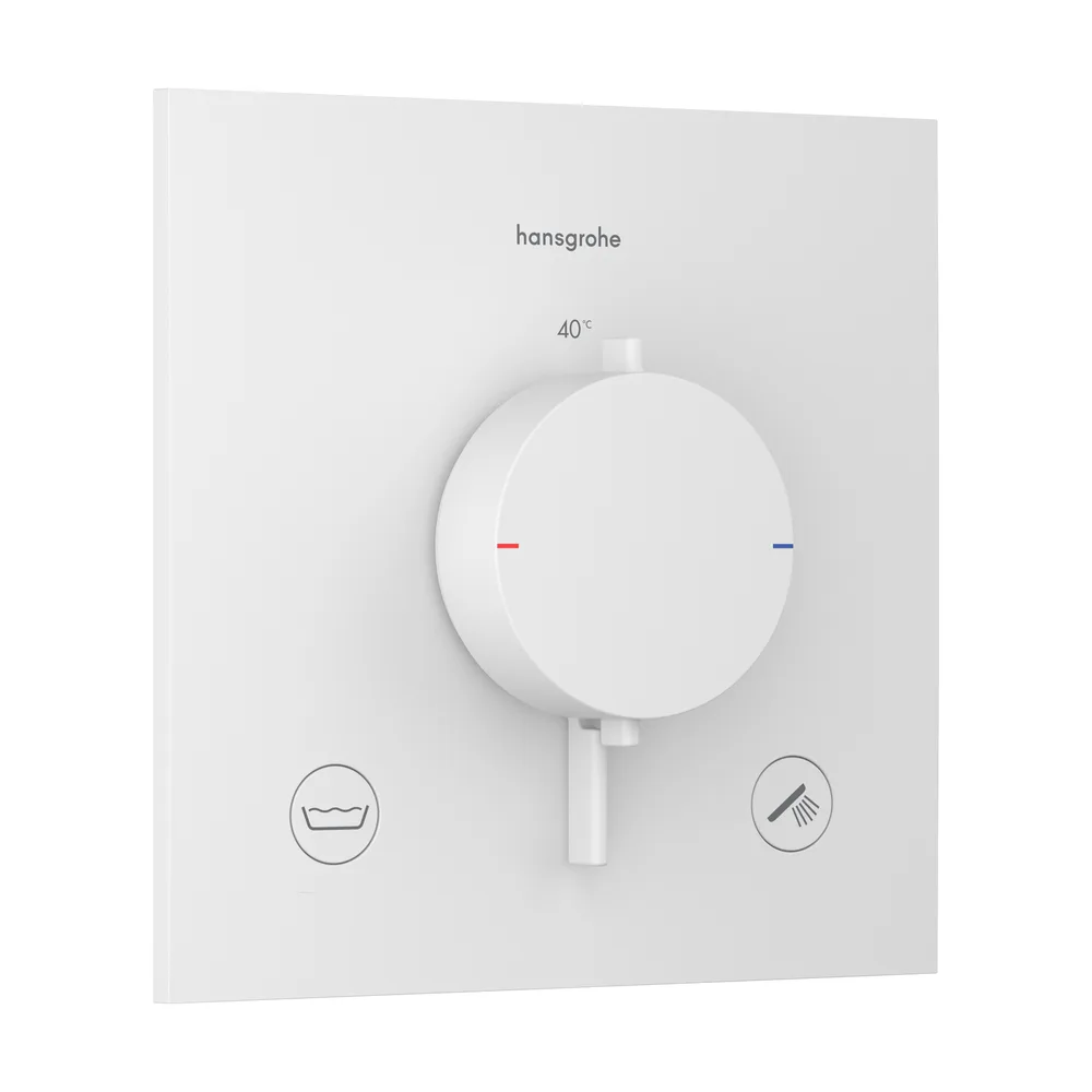 Hansgrohe Ecostat Comfort E Mat Beyaz EN1717 Emniyetli 2 Çıkış Ankastre Termostatik Banyo Bataryası - 33716700