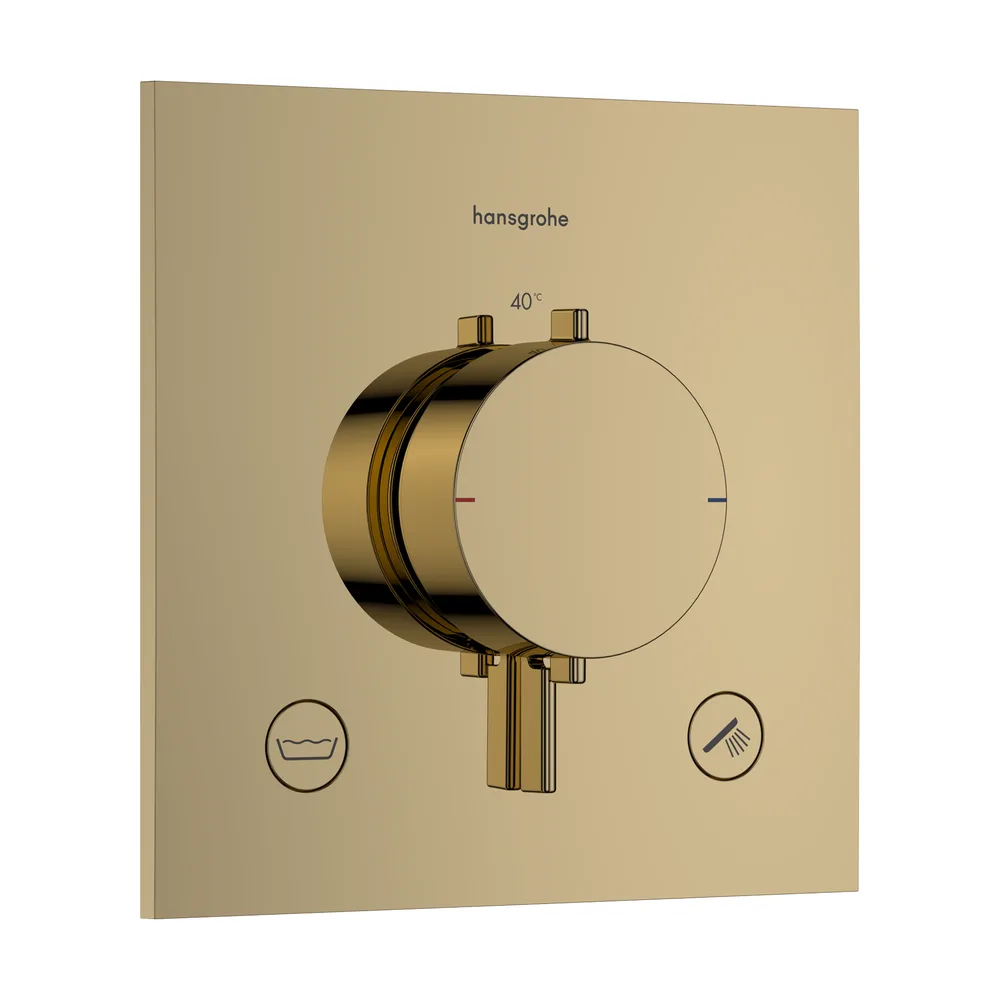 Hansgrohe Ecostat Comfort E Parlak Altın EN1717 Emniyetli 2 Çıkış Ankastre Termostatik Banyo Bataryası - 33716990