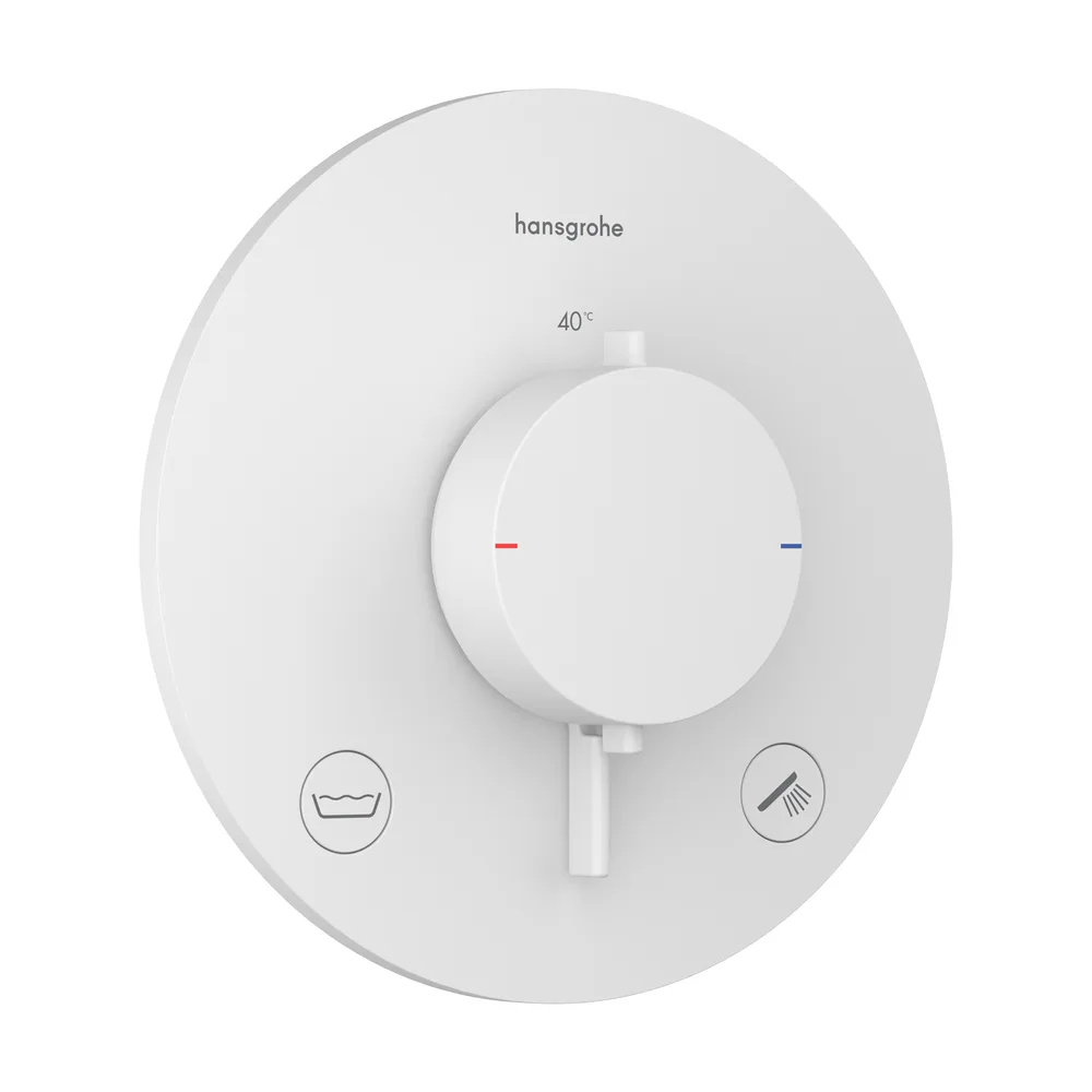 Hansgrohe Ecostat Comfort S Mat Beyaz EN1717 Emniyetli 2 Çıkış Ankastre Termostatik Banyo Bataryası - 33718700