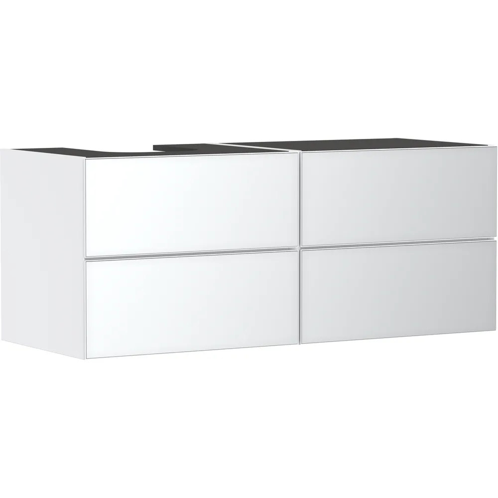 Hansgrohe Xevolos E 137 cm Mat Beyaz Metalik Beyaz 4 Çekmeceli Sol Kesitli Konsol Altı Lavabo Dolabı - 54236320
