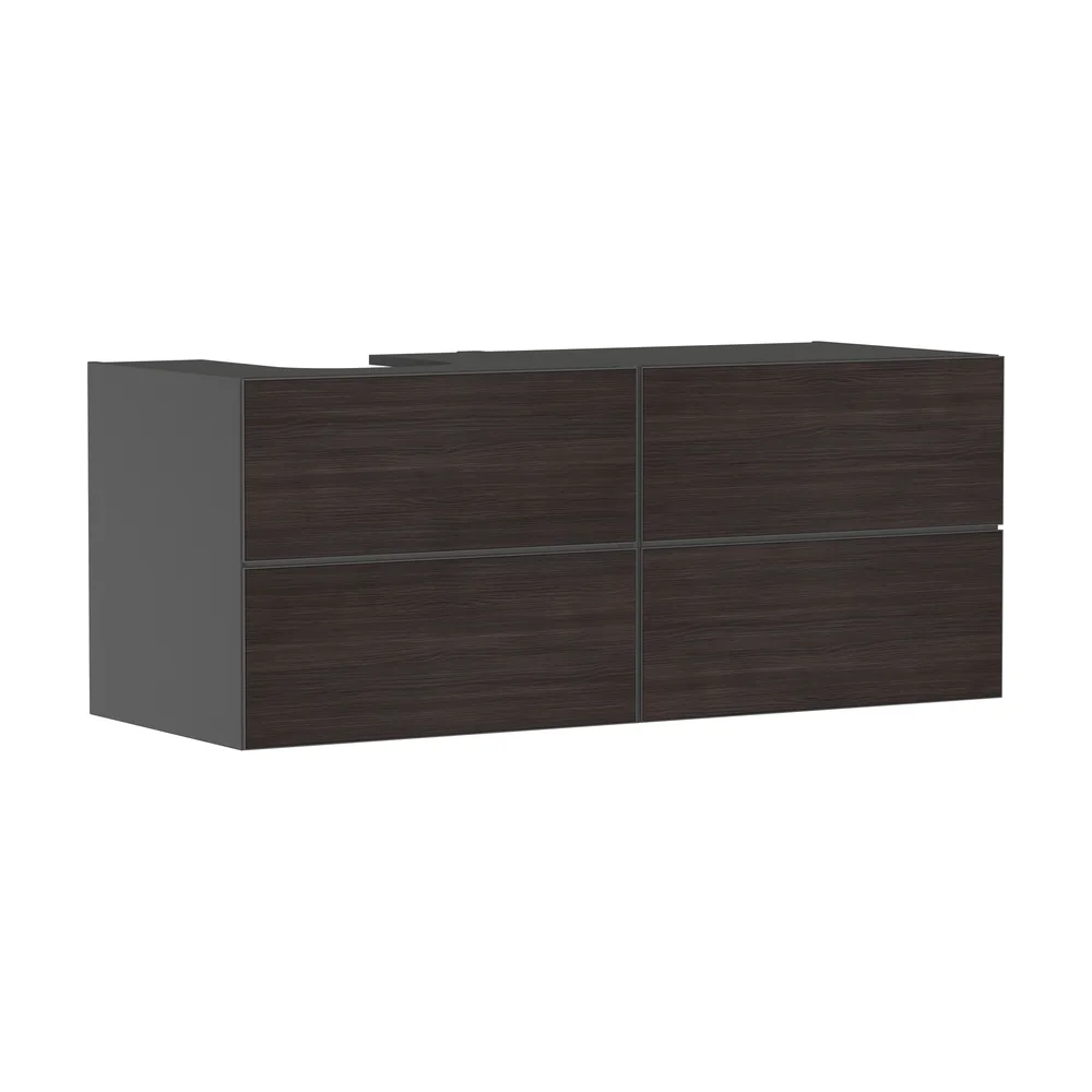 Hansgrohe Xevolos E 137 cm Arduvaz Mat Gri Koyu Meşe 4 Çekmeceli Sol Kesitli Konsol Altı Lavabo Dolabı - 54238730