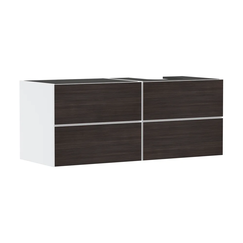 Hansgrohe Xevolos E 137 cm Mat Beyaz Koyu Meşe 4 Çekmeceli Sağ Kesitli Konsol Altı Lavabo Dolabı - 54239730