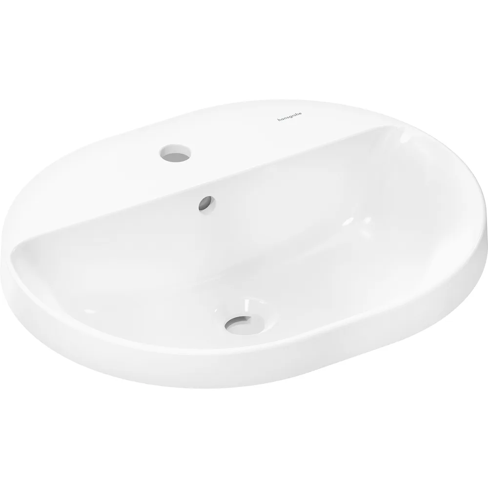 Hansgrohe Xuniva U 55x45 cm SmartClean Batarya Delikli Taşmalı Tezgaha Gömme Lavabo - 61064450