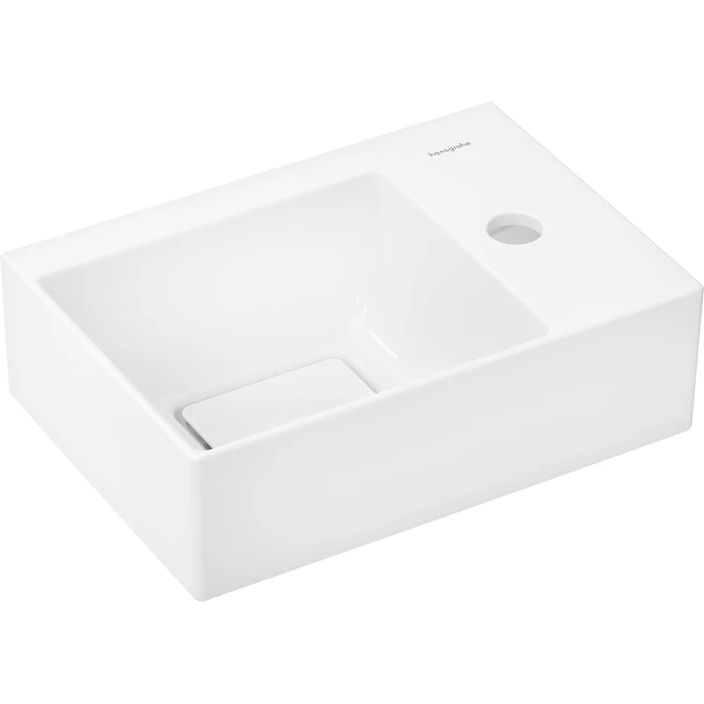 Hansgrohe Xevolos E 36x25 cm SmartClean Batarya Delikli Taşmasız Sağ Etajerli El Yıkama Lavabosu - 61086450