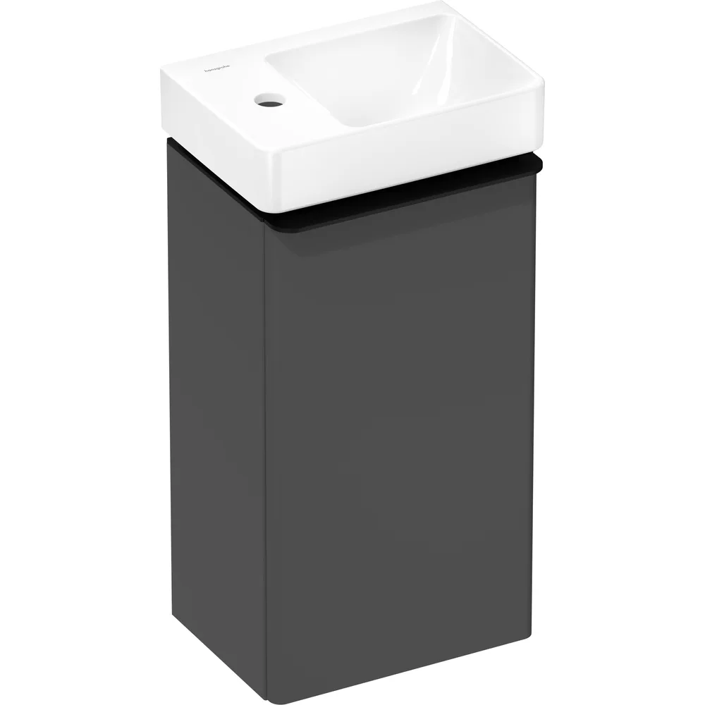Hansgrohe Xelu Q 34 cm Elmas Mat Gri Mat Siyah Kulplu Kapaklı Lavabolu Dolap Seti Sol - 54363670