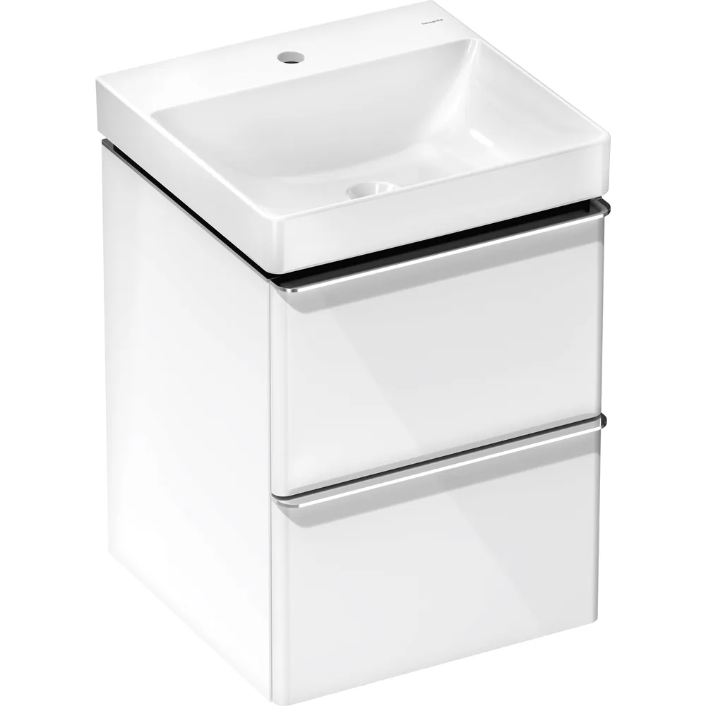 Hansgrohe Xelu Q 48 cm Parlak Beyaz 2 Çekmeceli Lavabolu Dolap Seti - 54368000