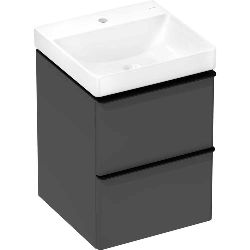 Hansgrohe Xelu Q 48 cm Elmas Mat Gri Mat Siyah Kulplu 2 Çekmeceli Lavabolu Dolap Seti - 54369670