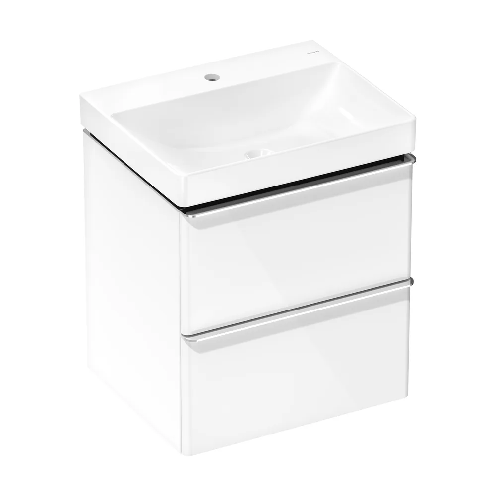 Hansgrohe Xelu Q 58 cm Parlak Beyaz 2 Çekmeceli Lavabolu Dolap Seti - 54371000