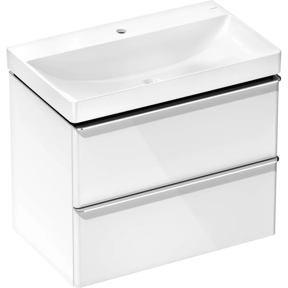 Hansgrohe Xelu Q 78 cm Parlak Beyaz 2 Çekmeceli Lavabolu Dolap Seti - 54374000