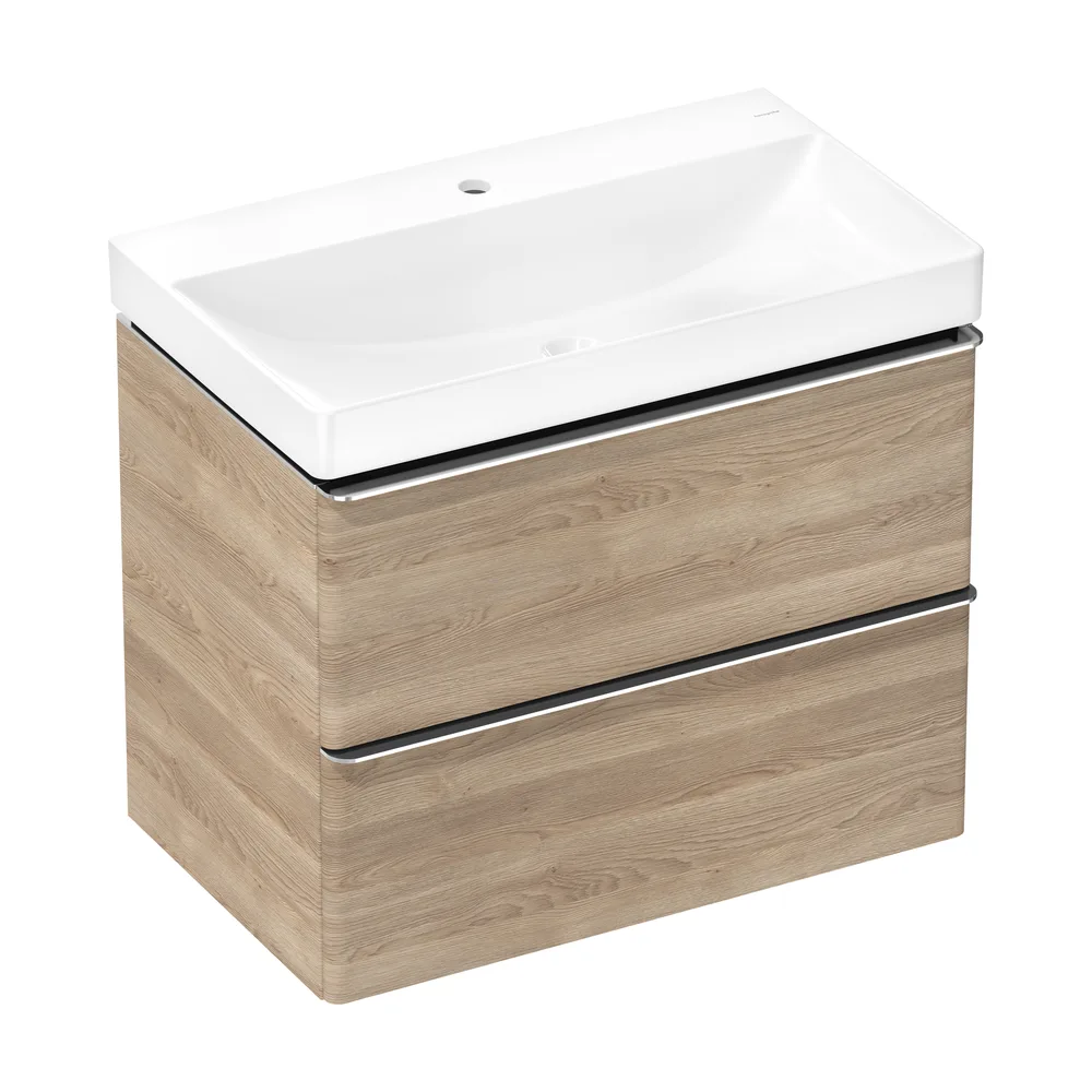 Hansgrohe Xelu Q 78 cm Doğal Meşe 2 Çekmeceli Lavabolu Dolap Seti - 54376000