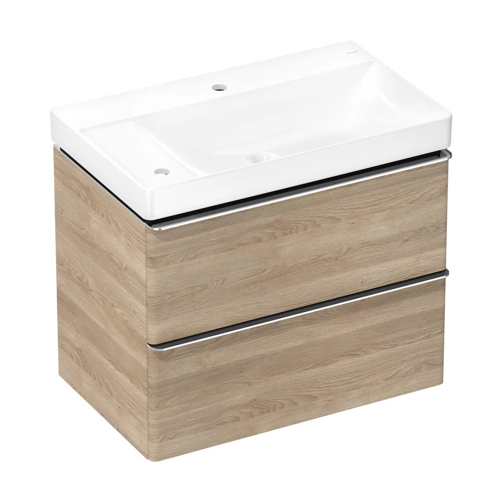 Hansgrohe Xelu Q 78 cm Doğal Meşe 2 Çekmeceli Lavabolu Dolap Seti Sol - 54379000