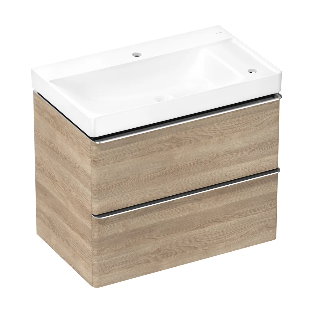 Hansgrohe Xelu Q 78 cm Doğal Meşe 2 Çekmeceli Lavabolu Dolap Seti Sağ - 54382000