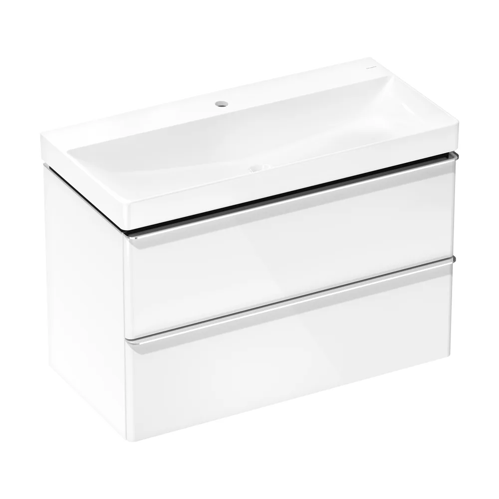 Hansgrohe Xelu Q 98 cm Parlak Beyaz 2 Çekmeceli Lavabolu Dolap Seti - 54383000