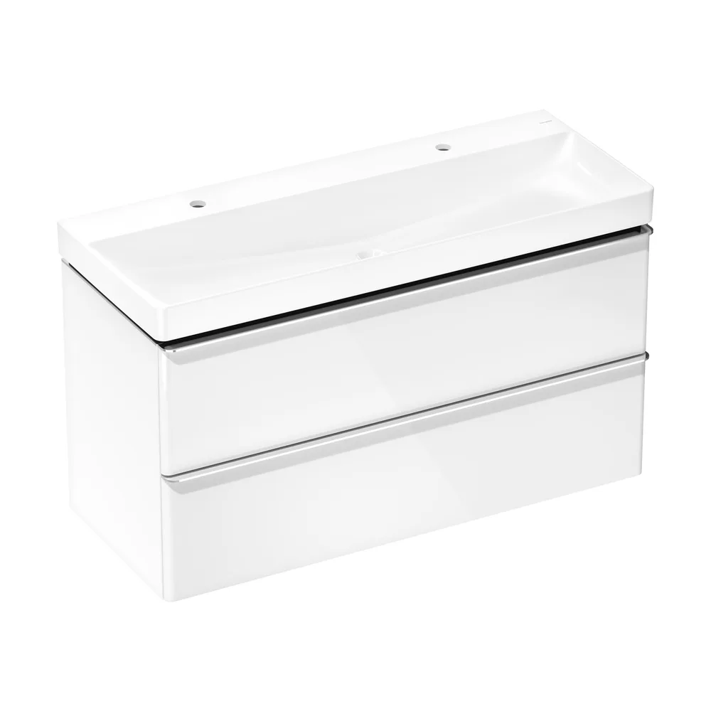 Hansgrohe Xelu Q 118 cm Parlak Beyaz 2 Çekmeceli Lavabolu Dolap Seti - 54386000