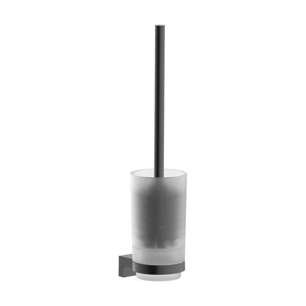 Hansgrohe AddStoris S Mat Siyah-Krom Duvara Monte Tuvalet Fırçalığı - 41782340
