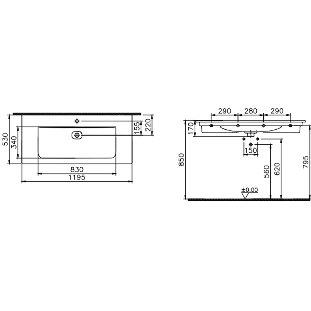 Vitra Metropole 120x53 Cm Mat Kum Beji Etajerli Lavabo 2