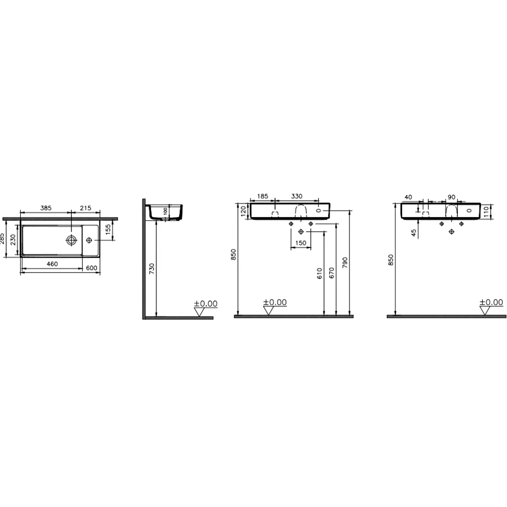 Vitra Archiplan 60x29 Cm Sağdan Lavabo 2