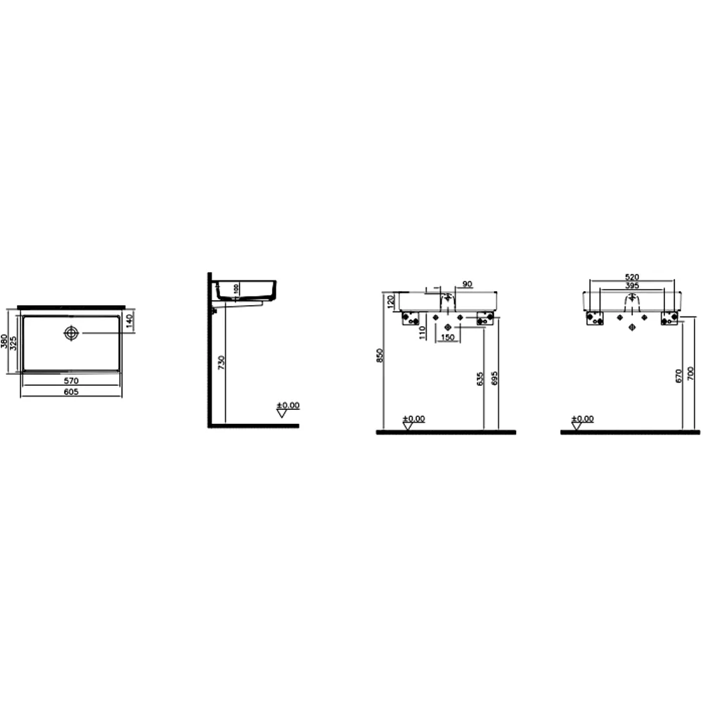 Vitra Archiplan 60x39 Cm Mat Taş Gri Lavabo 2