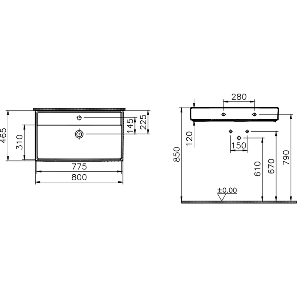 Vitra Archiplan 80x46 Cm Mat Terra Rosa Lavabo  2