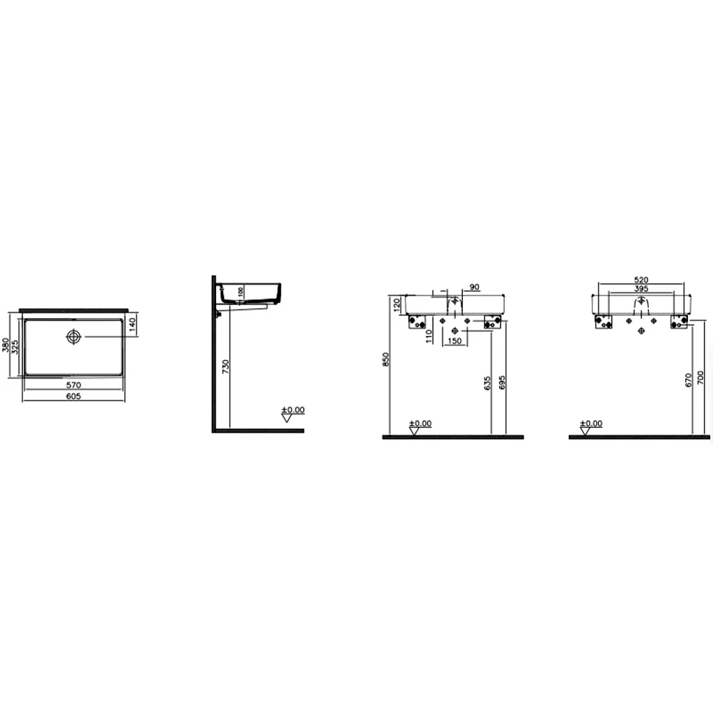 Vitra Archiplan 60x39 Cm Mat Terra Rosa Lavabo 2