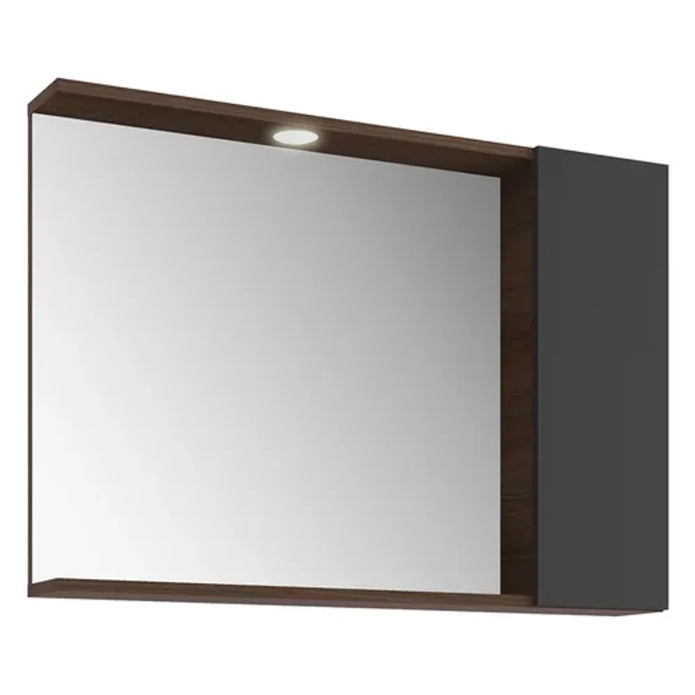 Kale Trevi 80 Cm Antrasit-Ceviz Spot Aydınlatmalı Yarım Dolaplı Ayna - 310300103273