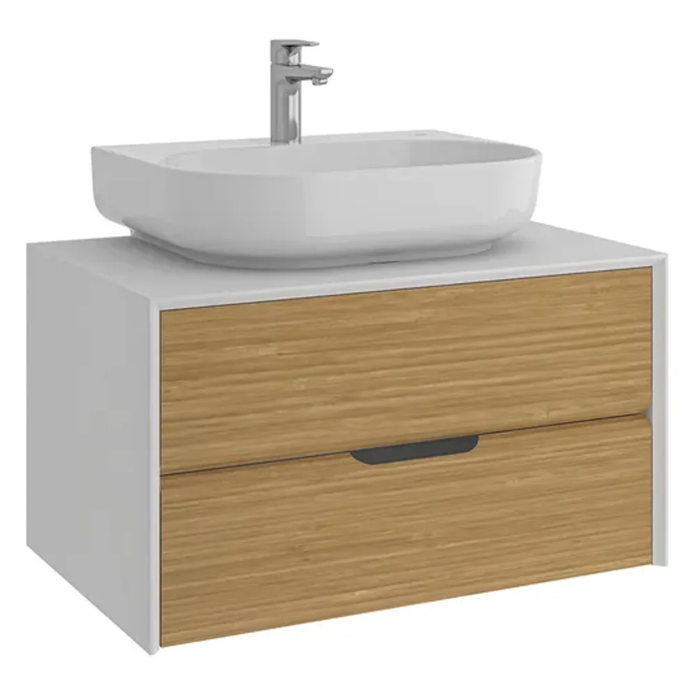Kale Zero 2.0 80 Cm Beyaz-Meşe Lavabolu Dolap (Beyaz oval Lavabo) - 310300104368
