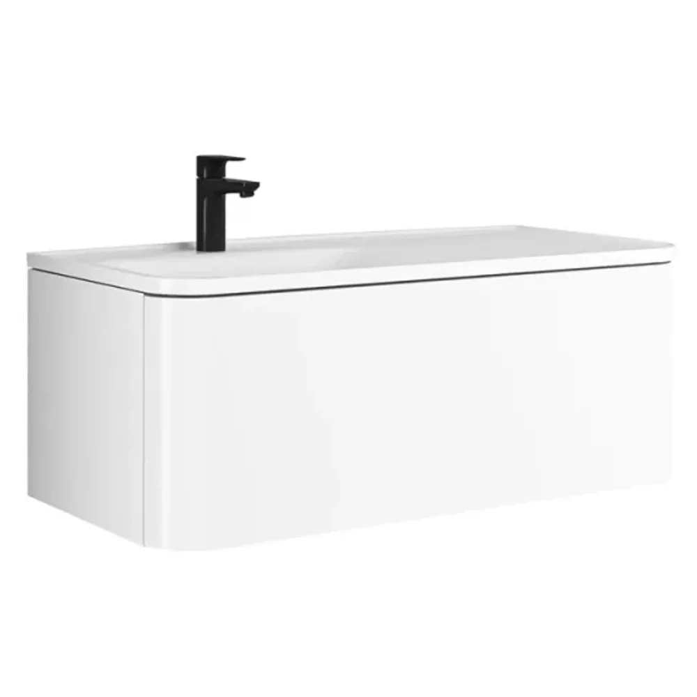 Kale Fold Pro 100 Cm Mat Beyaz Lavabolu Dolap Seti Sağ Etajerli - 310300104508