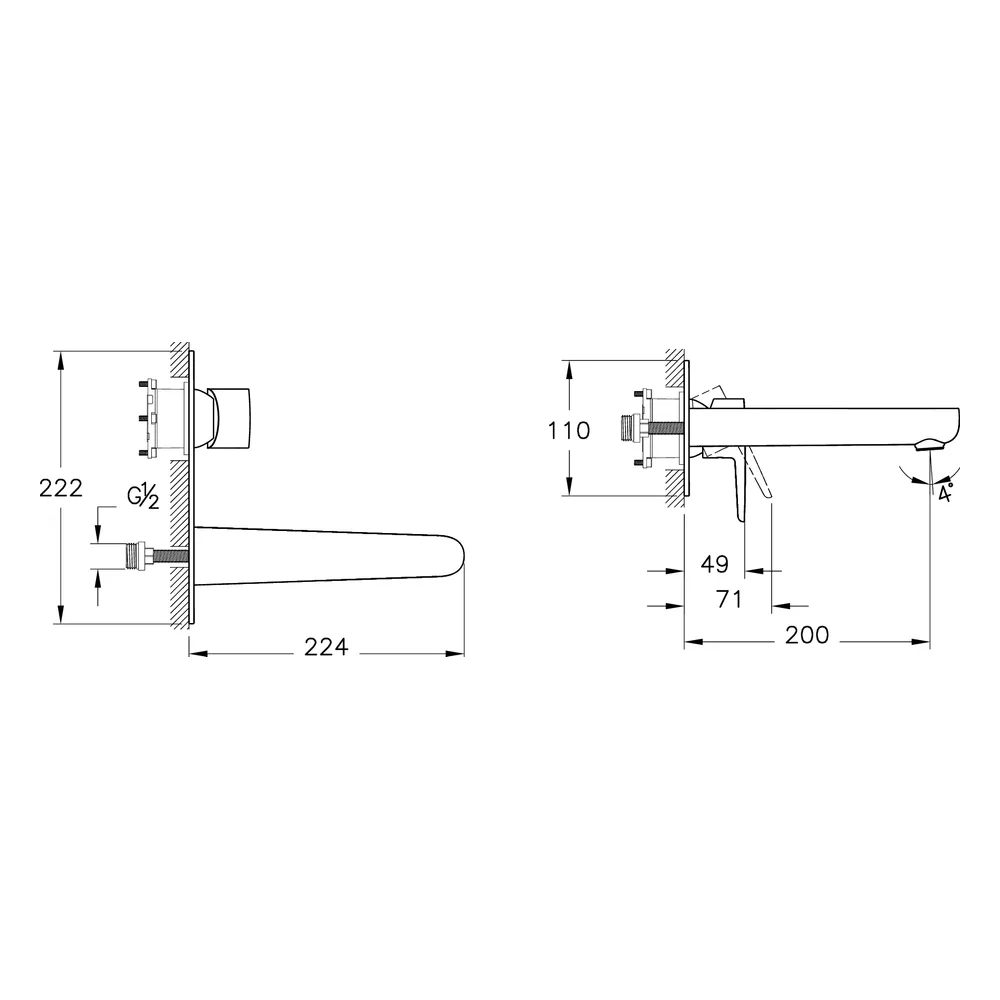Artema Flow Soft Mat Siyah Ankastre Lavabo Bataryası Sıva Üstü Grubu - A4317536 2