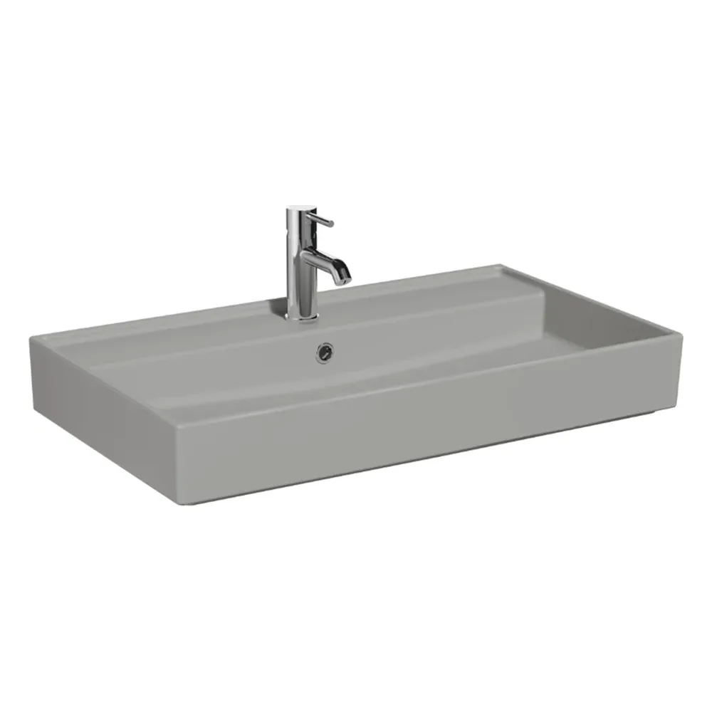VitrA Archiplan 80x46 Cm Mat Taş Gri Tezgah Üstü Lavabo - 7415B476-0631
