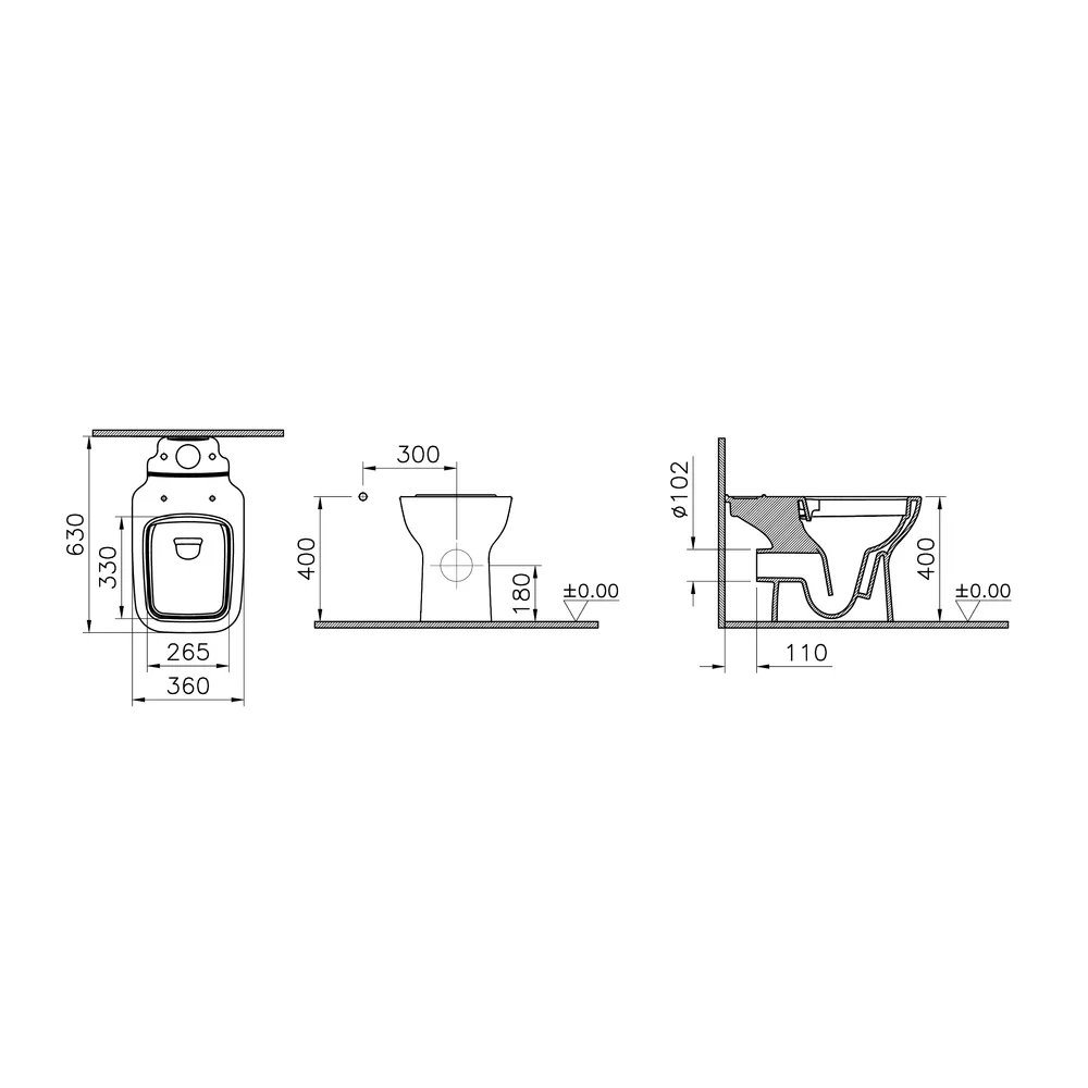 VitrA S20 Square SmoothFlush Arkası Açık 63 Cm Beyaz Takım Klozet - 7694L003-0088 4
